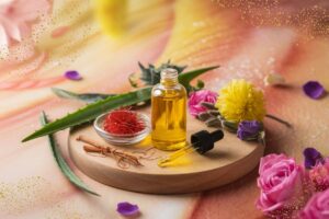 Infusing saffron in oil creates a luxurious serum that nourishes the skin deeply.